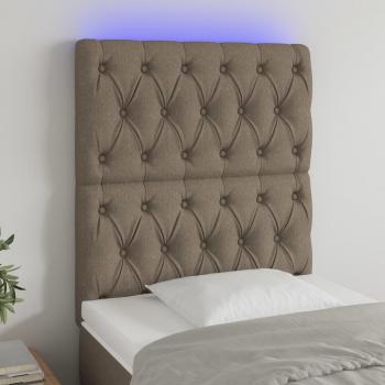 Cabecero LED Taupe 80x7x111/128 cm Tejido con luces LED, color gris taupe