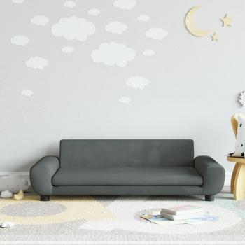 Sofá para niños gris oscuro de terciopelo 100x54x33 cm