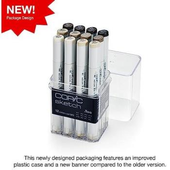 Copic Sketch Markers Set of 12 - Warm Gray Tones