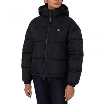 Chaqueta Mujer Dickies Alatna Oversized Puffer negra con capucha, talla L