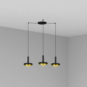 Lámpara colgante Whizz negra y dorada 3 luces E27 60W