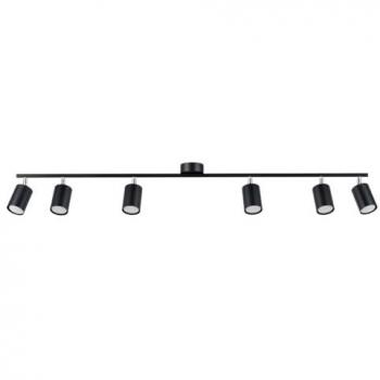 Lámpara de techo moderna Sollux Lemmi negra 6x GU10, diseño irregular en metal, longitud de 135 cm