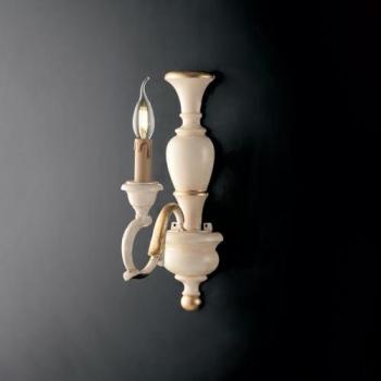 Aplique Shabby Chic Fiorenza en Madera Marfil y Pan de Oro 1 Luz E14 21x h40 cm