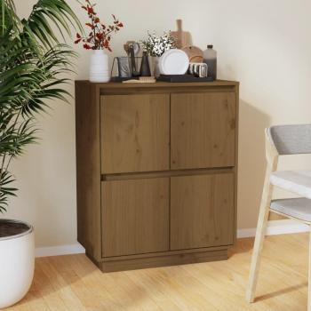 Aparador marrón ámbar 60x34x75 cm madera maciza de pino