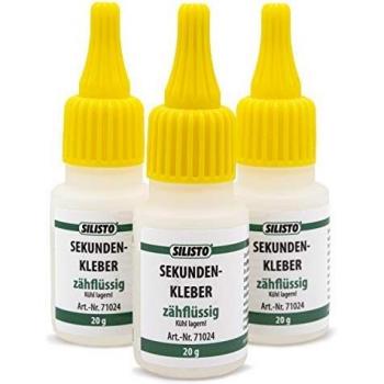 silisto 3 x 20 g de pegamento instantáneo extrafuerte sujeción Top calidad, 3 unidades, transparente, 71024