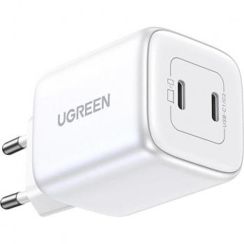 Cargador Rápido UGREEN Nexode GaN 45W Dual USB-C PD (25W + 20W) Blanco