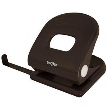 Taladro Dequa Profesional para Oficina - Capacidad de 30 Hojas - Punzones Dobles de 2 x 6 mm - Color Negro Elegante