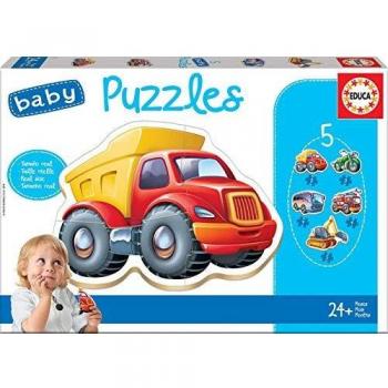 Educa Baby Vehicles Progressive Puzzles Set (5 Puzzles, 3-5 Pieces, Ages 12+ Months)