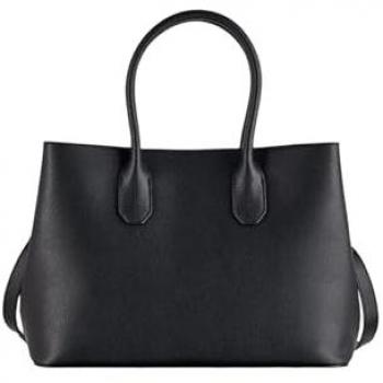 Patrizia Pepe Black Leather Handbag 35 cm