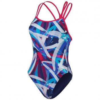 Bañador de Natación para Mujer Speedo Allover Star-Back Estampado Integral Digital Azul Negro Rojo - Talla 32