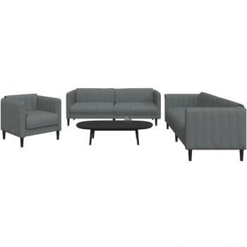 Conjunto de sofás 3 piezas de tela gris oscuro