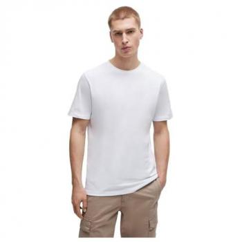 Camiseta de Hombre Boss Tales Manga Corta Blanco con Bordado y Ajuste Relaxed Fit 3XL