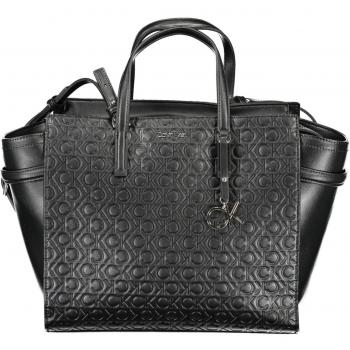 Elegant Black Recycled Polyester Handbag with Contrasting Details - One Size