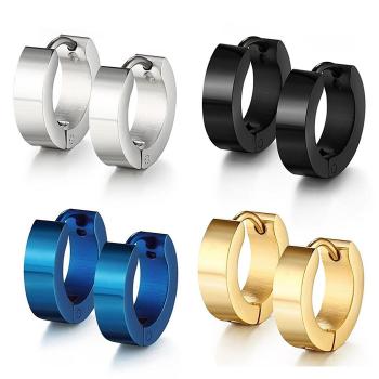 4 Pares de Pendientes Hombre Mujer Aretes Set Acero Inoxidable Pendientes Piercing Aretes de Moda 9MM