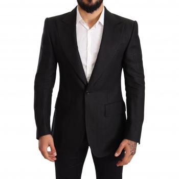 Black Linen Slim Fit Coat Jacket Blazer