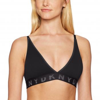 DKNY Women's Seamless Litewear Rib Bralette, Black, X Large