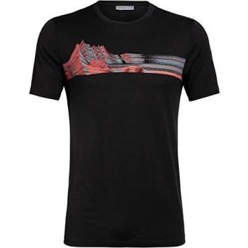 Icebreaker Camiseta Tech Lite Mont Blanc Moiré para hombre, negro, XL