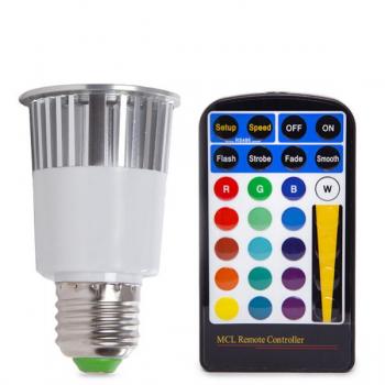 Bombilla LED E27 5W RGB con Mando a Distancia de GreenIce
