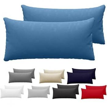 Dreamzie Juego de 2 x Fundas de Almohada 40x80 cm Azul 100% Algodon Jersey - Funda de Almohada Algodon 40x80 - Funda Cojin para Cama 40x80 - Protector de Almohada