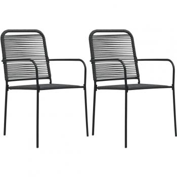 vidaXL Garden Chairs 2 pcs Cotton Rope and Steel Black