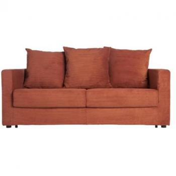Sofá cama 3 plazas de pana terracota con colchón de 13 cm Bacio