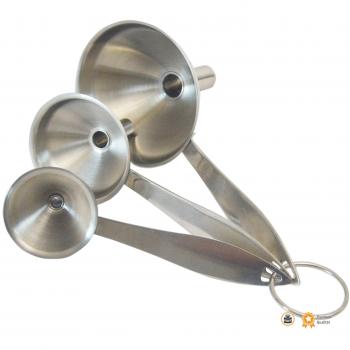 Kerafactum® - Set de 3 embudos apilables, acero inoxidable, mit Griff