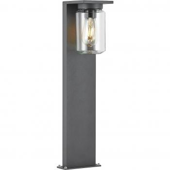 Bolardo luminoso Lucande Semka, 65 cm, gris oscuro, moderno, hecho de aluminio, 1 llama, E27