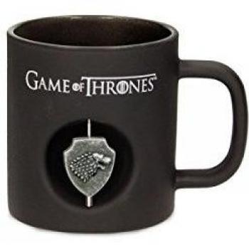 Taza de Cristal Negro con Logo 3D Giratorio Stark - Juego de Tronos