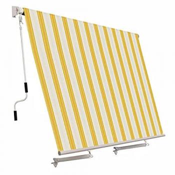 Toldo abatible 250x250 cm de aluminio con brazos para exterior, inclinación fija, amarillo y beige
