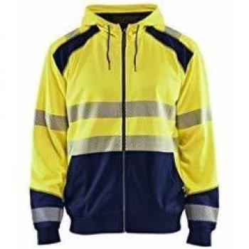 Blaklader High-Visibility Zip-Up Hoodie, Yellow/Navy, XL