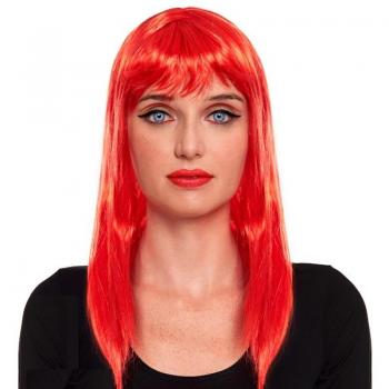 Peluca lisa larga roja con fleco - XOCOTŌ®