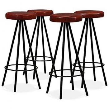 vidaXL 4X Taburetes Bar Acero Cuero Banco Banquillo Asiento Silla Banca Mueble
