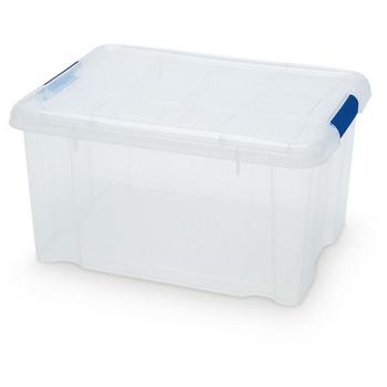 Caja Organizadora de Plástico Transparente con Tapa, Capacidad 16 Litros, Multiuso