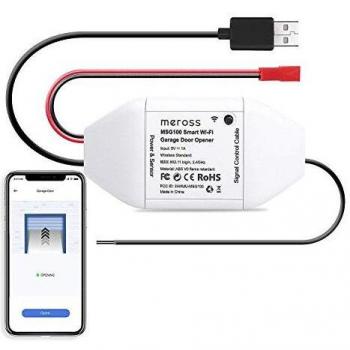 Meross Wi-Fi Controlador de Puerta de Garaje. Se Puede Usar con el Control Remoto Original de la Puerta de Garaje Existente. Compatible con Alexa, Google Assistant y SmartThings.