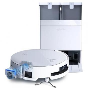 Robot Aspirador ECOVACS Deebot X8 Omni con Estación Autolimpiante, 18000Pa, Cepillo OZMO Roller y Agua Caliente a 75°C, Secado al Aire Caliente, Blanco