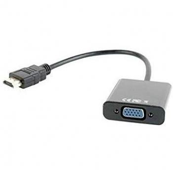 Adaptador de Audio Gembird con Conexión HDMI a VGA, Jack 3.5, Color Negro, Longitud 15cm