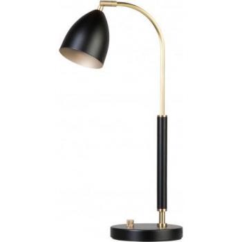 Lámpara de mesa DELUXE en metal negro y latón, 1 luz, diámetro de 9,8 cm