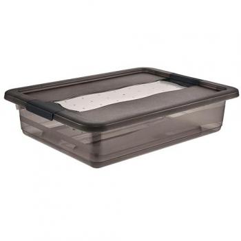 Caja de almacenamiento Keeper Cornelia, 7 litros, gris cristal translúcido con tapa y cierre deslizante