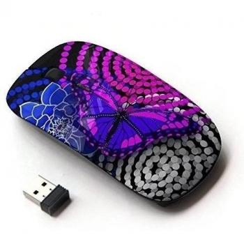 XP-Tech [ Ratón óptico 2.4G inalámbrico ] - Purple White Blue Butterfly