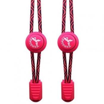 Phoenix Fit UK - No Tie sistema Encaje Elástico con cerradura - Fácil de instalar en una gama de colores. Ideal para corredores, Niños, generación anterior & vida activo - 1 par, Divine Magenta - Wave Pattern