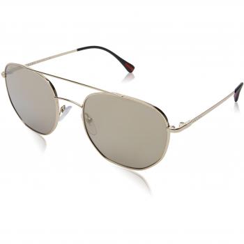 PRADA SPORT Men\'s 0PS56SS ZVN1C0 53 Sunglasses, Pale Gold/Lightbrownmirrorgold