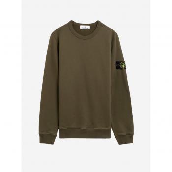 Stone Island Men's Green Brushed Organic Cotton Fleece Sweatshirt Size S