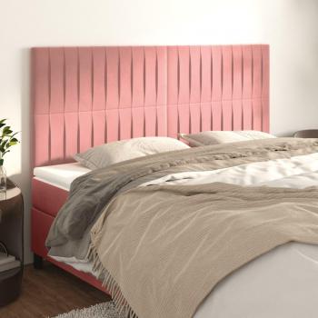 Cabeceros de terciopelo rosa 4 unidades 100x5x78/88 cm