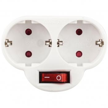 Adaptador de 2 tomas Onlex T/T con interruptor blíster, 4.8mm, tipo T/T, incluye interruptor