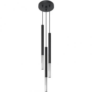 Lámpara de Techo Mozaica 3 Luces Acero Negro/Cromo Colgante Ajustable 90cm LED Compatible