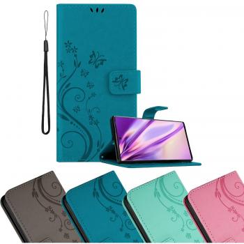 Funda Libro Azul Floral para Samsung Galaxy NOTE 10 con Cierre Magnético, Soporte y 3 Tarjeteros