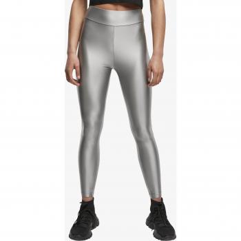 Urban Classics Women's High-Waisted Shiny Metallic Leggings - Dark Silver