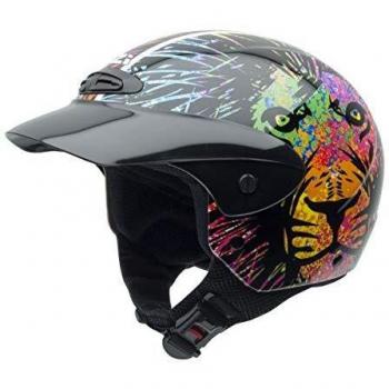Casco de Moto Minijet Junior NZI con Gráficos de León - Homologación UNECE R.22.05 - Tallas S y L - Incluye Bolsa Portacascos