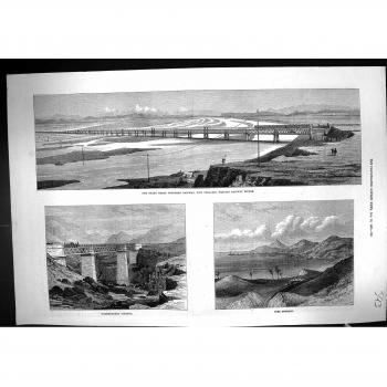 Impresión Antigua del Curso Del Norte Grande Nueva Zelanda Waitaki Waimak de Otago 1872