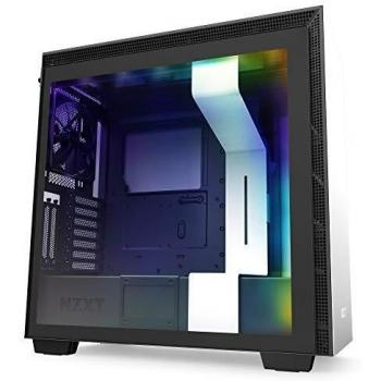 Nzxt H710i Caja PC Gaming Semitorre ATX, Panel frontal E/S Puerto USB de Tipo C, Montaje Vertical de la GPU, Iluminación RGB Integrada, Preparado Refrigeración Líquida, Blanco/ Negro
